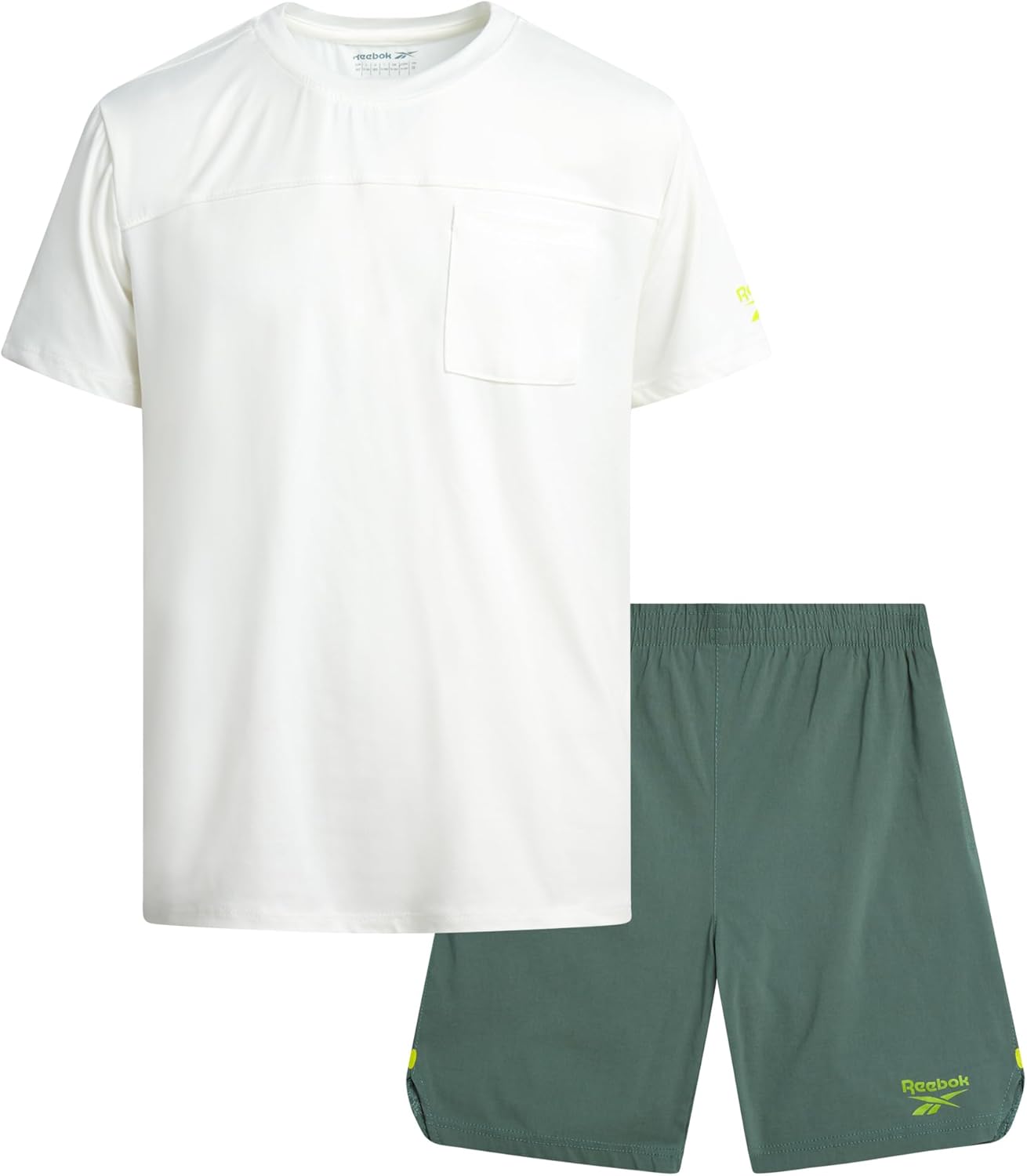 Reebok Boys Athletic Shorts Set - 2 Piece Summer Clothes Outfit with Pocket Tee and Boys Running Shorts for Active Kids